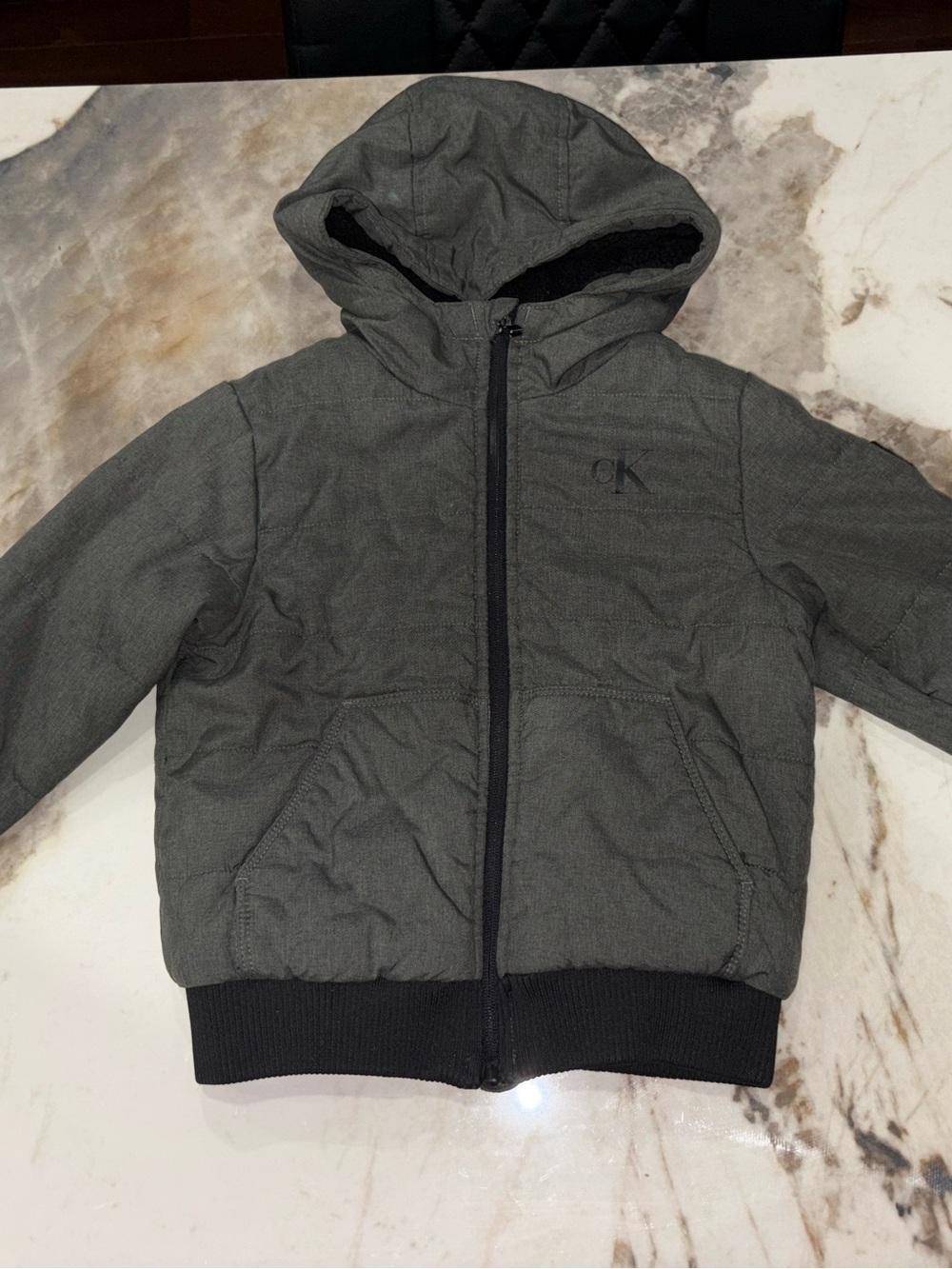 Calvin Klein Jeans Kids Gray Hooded Puffer Jacket